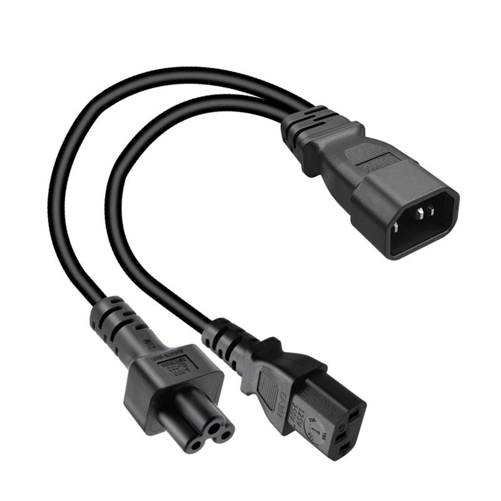 3-контактный C14 к C5+C13 переходной шнур Адаптер Вилка папа к Розетка мама Кабель-конвертер Y-разветвитель Линия питания