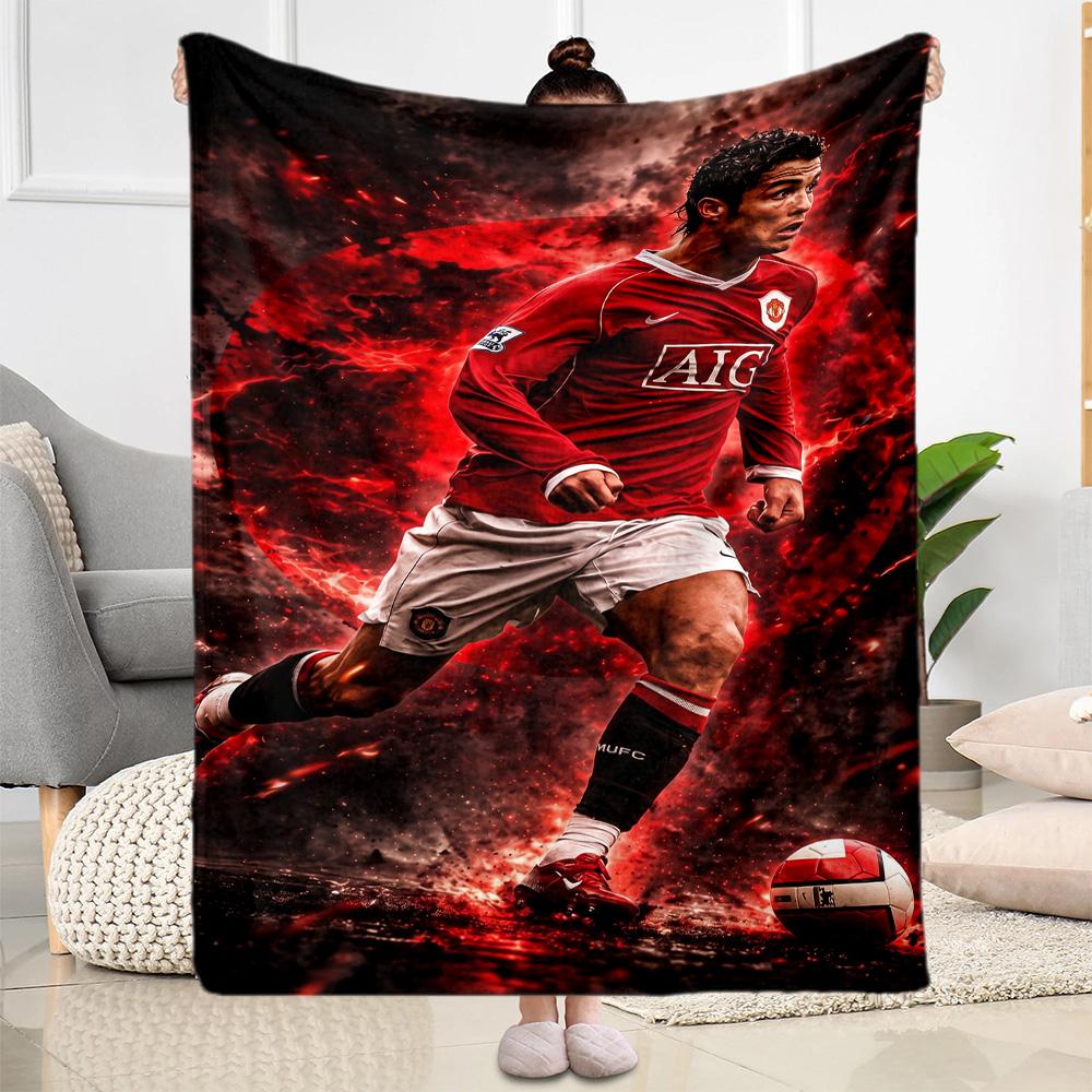 Ronaldo's Portugal Jersey Blanket Comfortable Suitable for Office Chair Chair Picnics for All Occasions Digital Print Gift for Travel Home Birthdays