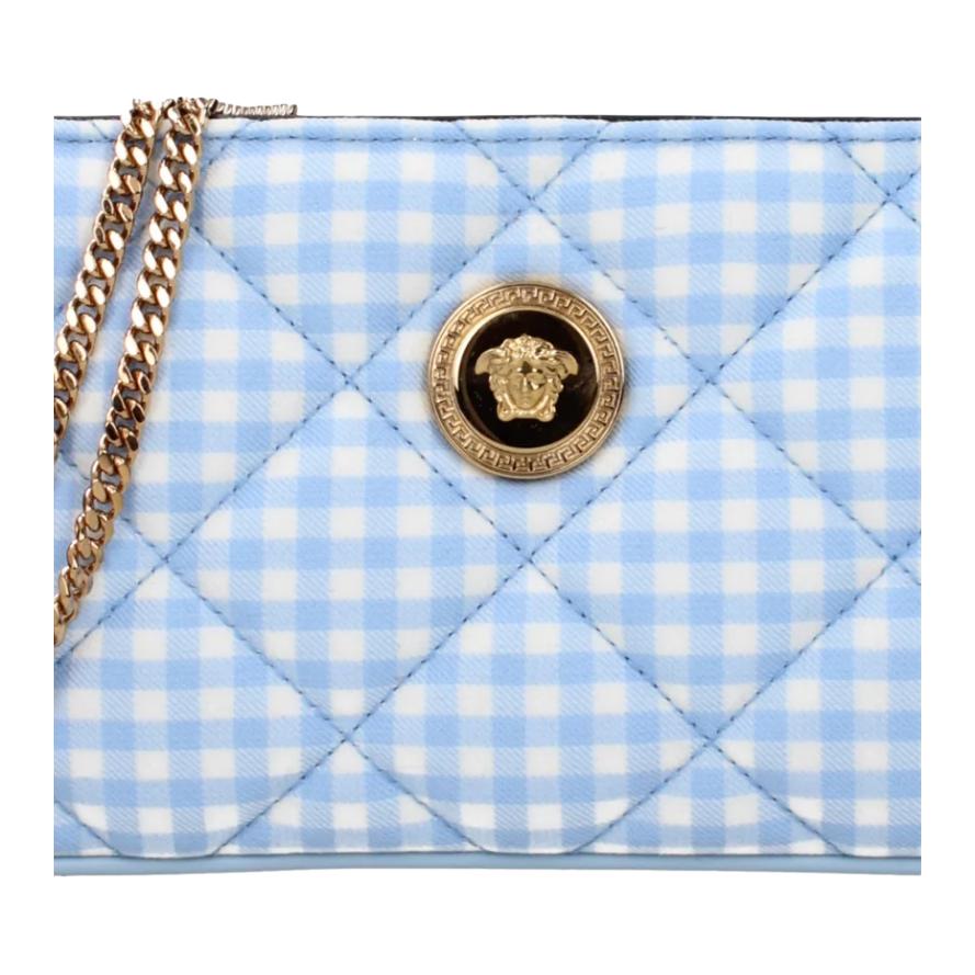 Versace Logo Fabric And Leather Mini Shoulder Bag Women shoulder bag Light-Blue 10155411A139842VE7V
