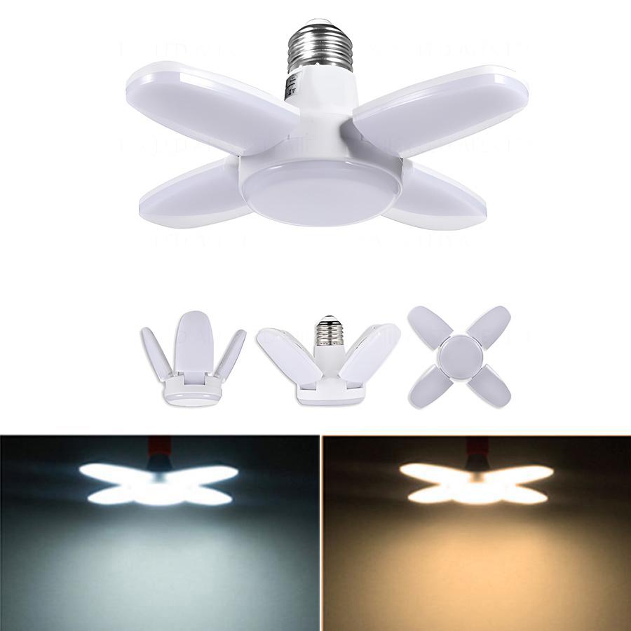 E27 LED Bulb Fan Blade Timing Lamp AC85-265V 28W Foldable Led Light Bulb Lampada For Home Ceiling Light