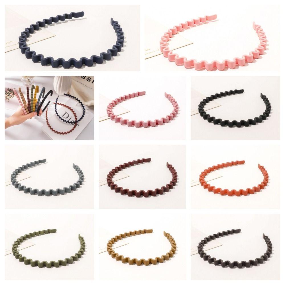 Solid Color Teeth Wave Hair Hoop Headdress Non-slip Hairband Teeth Matte Hair Hoop Outdoor