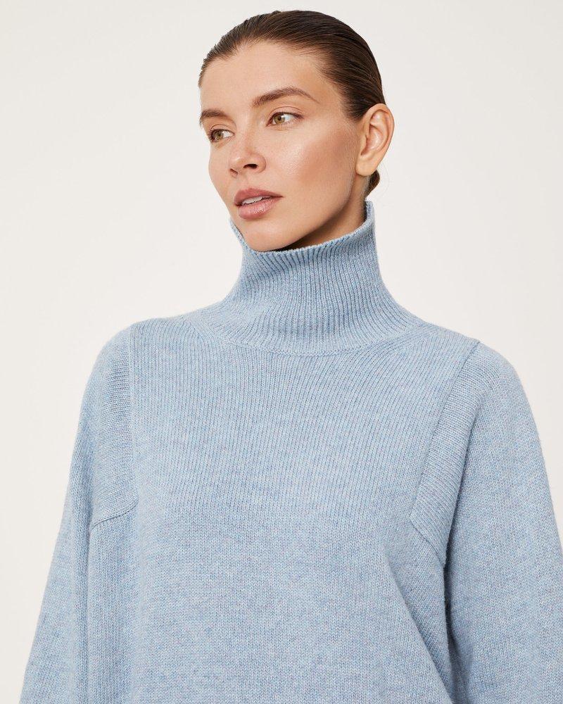 Новый свитер, женский свободный вязаный пуловер с высоким воротником и длинными рукавами, теплый свитер