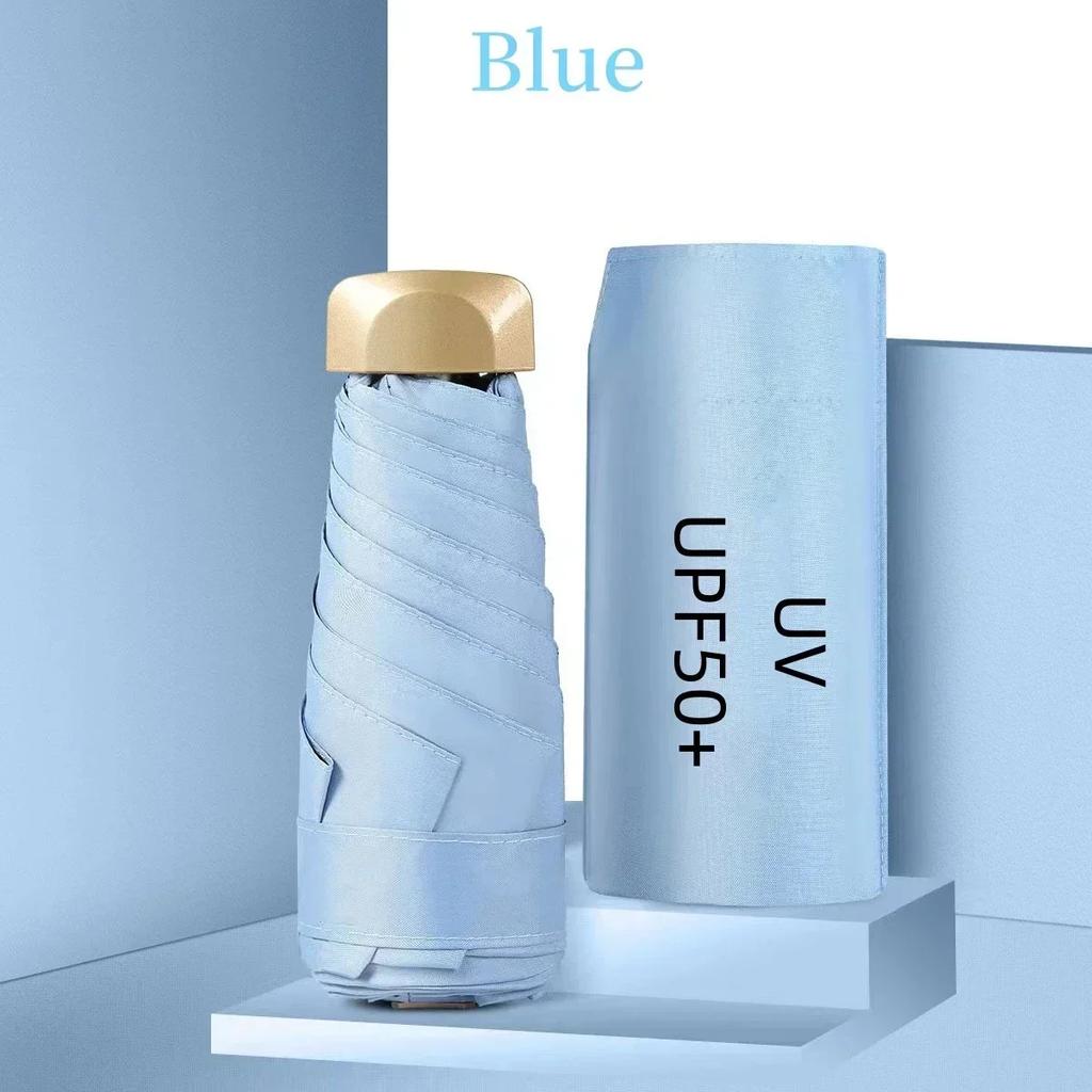 Umbrella Vinyl Folding Umbrella UV UPF50+ Mini Sun Umbrella Small Pocket Rain Travel Protection Sun Shade Pocket Parasol Capsule