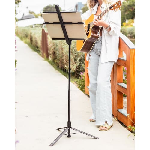 KraftGeek Capsule Music Stand | Lightweight and Compact | Adjustable Height 73-167cm | Foldable and Portable | For Musicians and Instrumentalists | In