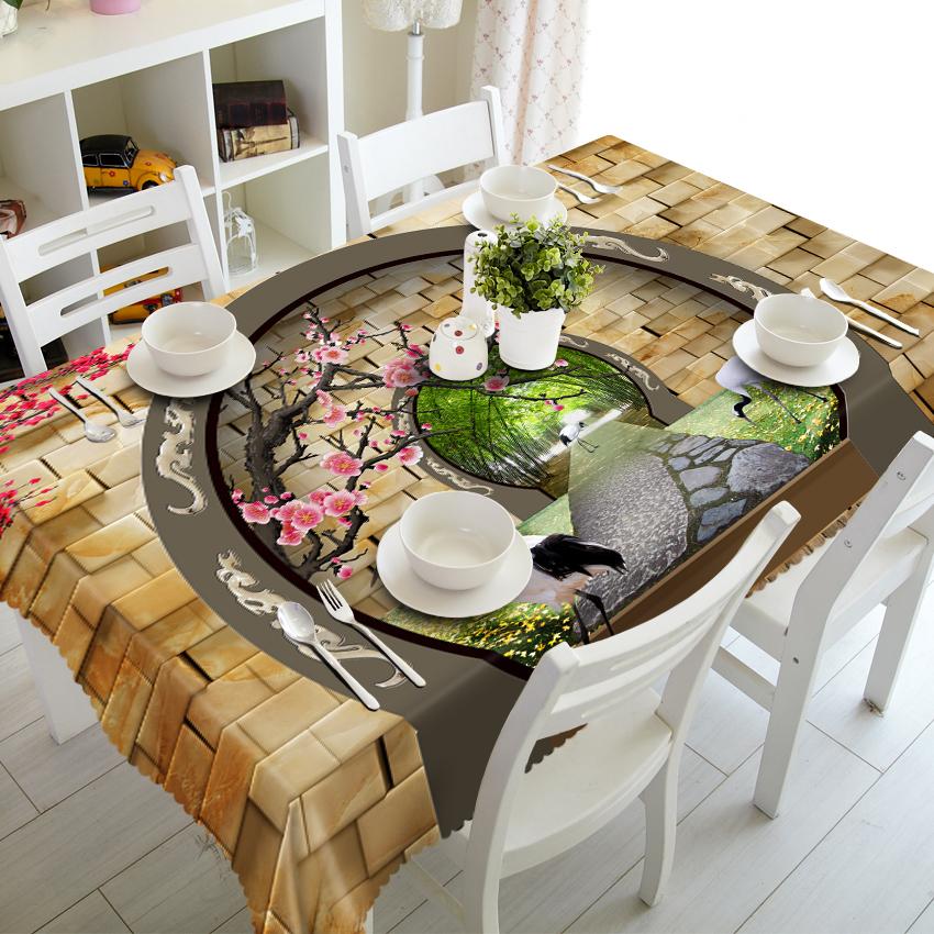 Stripe White Flower Tablecloth Fashion Plaid Rose Waterproof Thicken Rectangular And Round Table Cloth For Wedding