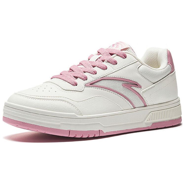 Anta Baichuan Classic Versatile Fashion Comfortable Lightweight Increased Height Low-Top Skate Shoes Women Sneaker White Pink 122528012-4
