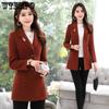 Autumn Winter Elegant Brooch Women Coats Warm Woolen Long Sleeve Slim Outwear Lapel Cardigan Jacket