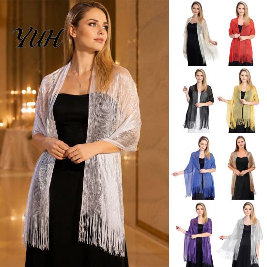 Formal Shoulder Cover for Dinner Women's Tassel Shawls And Wraps Evening Dress, Glittering Up with Buckle, Decorative Wrap Backless Dress Soft Elegant