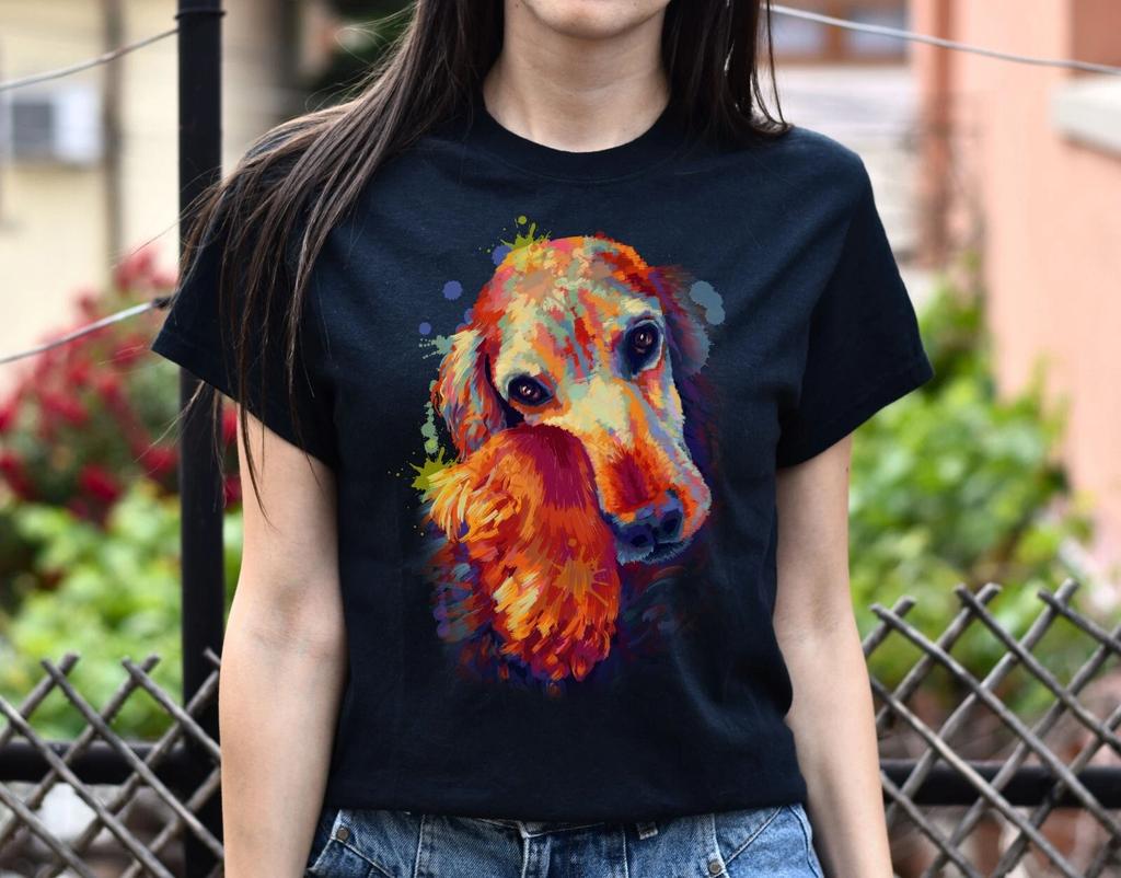 Watercolor Cocker Spaniel dog Unisex shirt S-2XL black navy dark heather
