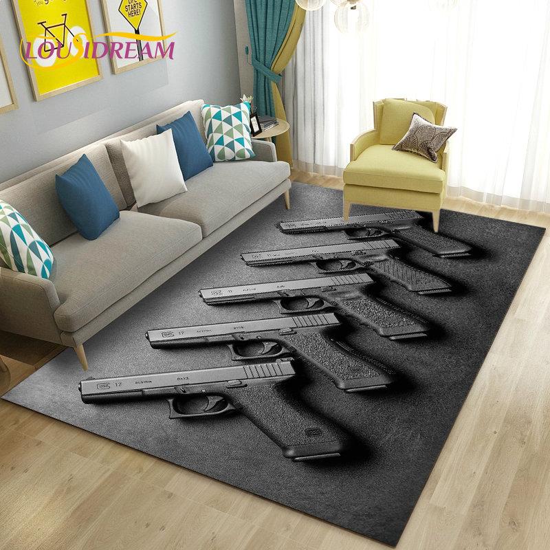3D штурмовая винтовка, пистолет, револьвер, коврик для пистолета, ковер для гостиной, спальни, дивана, коврик для двери, декор, детские игры, нескользящий напольный коврик