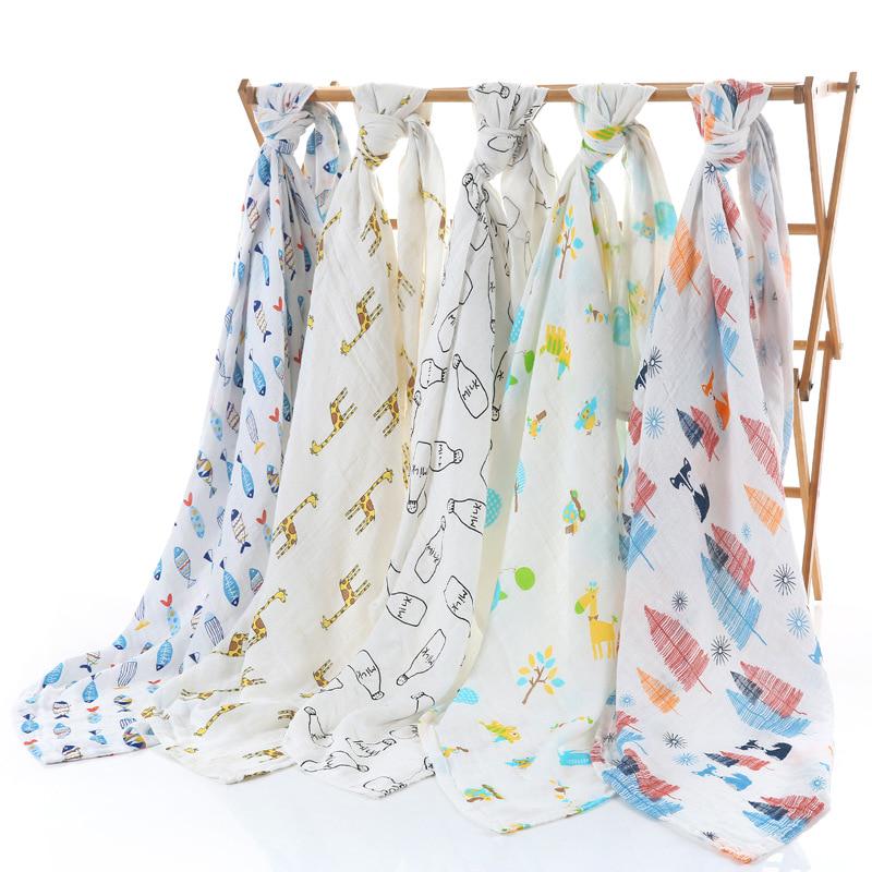 Muslin 120*120CM Cotton Baby Swaddles Soft Newborn Blankets Bath Gauze Infant Wrap Sleepsack