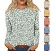 Women's Fashion Casual Long Sleeve Flowers Print Round Neck Top