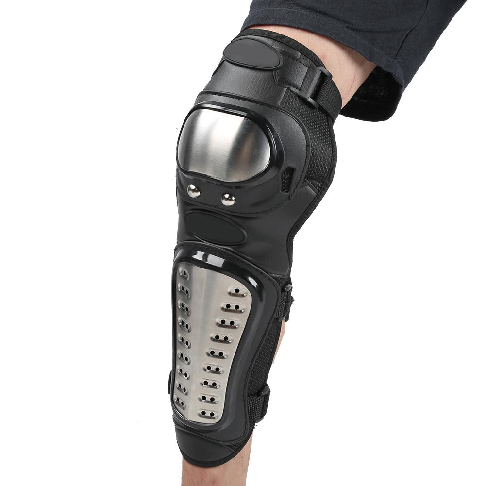 4 pcs Stainless Steel Anti Fall Elbow Knee Pads Shin Guards Protective Gear Set for Outdoor Sports Motorcycle