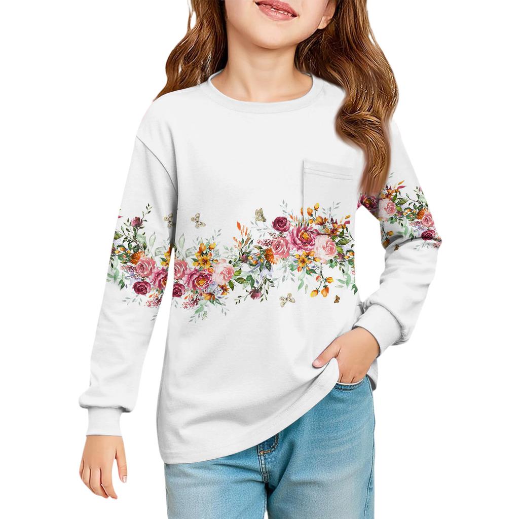 Блузка для девочек с длинным рукавом - Туника с мягкой талией и круглым вырезом