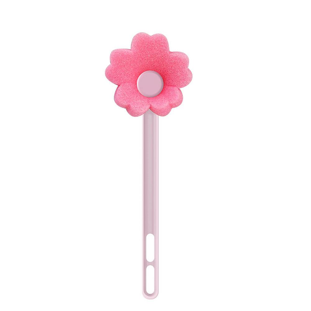 Sponge Brush Household Flower Shaped Long Handle Sponge Cup Brush Bottle Cleaning Brush