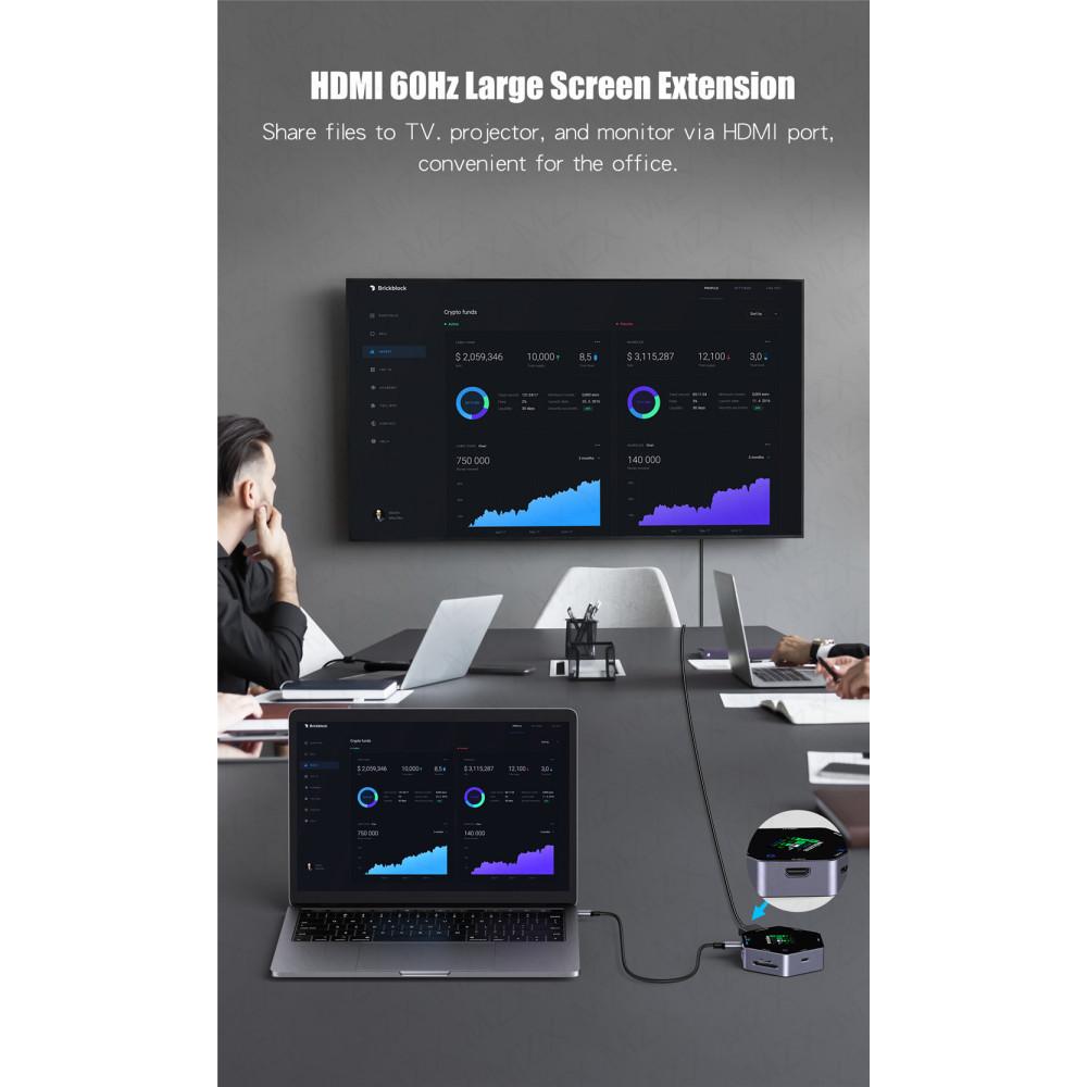 8 в 1 4K 60 Гц док-станция HDMI совместимая USB C 3.1 концентратор Tipo Type A Multi-Hub Extender SD TF 3.0 адаптер док-станция для Macbook