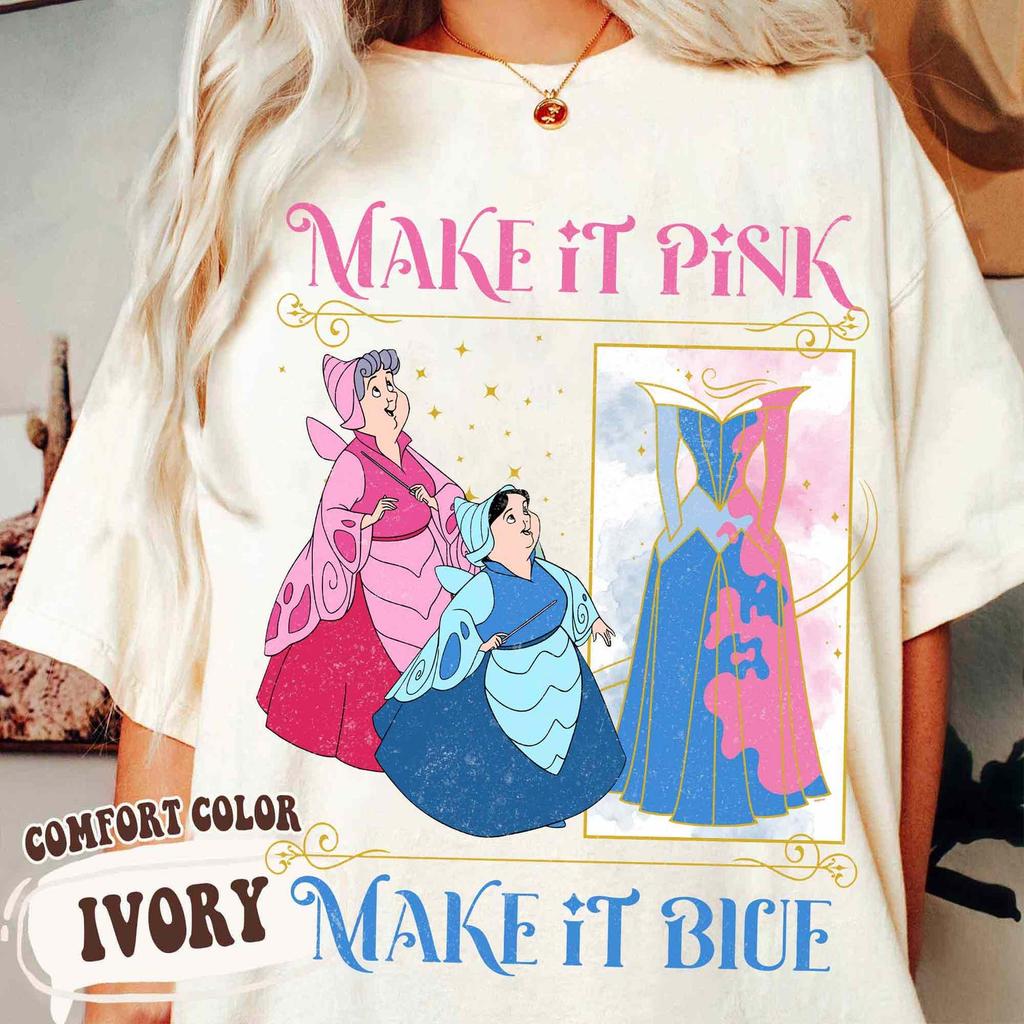 Make It Pink Make It Blue Retro Shirt, Cute Good Fairies Graphic Tee, Magical Princess Dress Vacation Outfit, Pastel Magic Wand Comfort Tee
