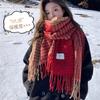 Premium Sense Red Plaid Scarf Women's Winter Versatile New Christmas Birthday Gift Student Shawl Multi-purpose