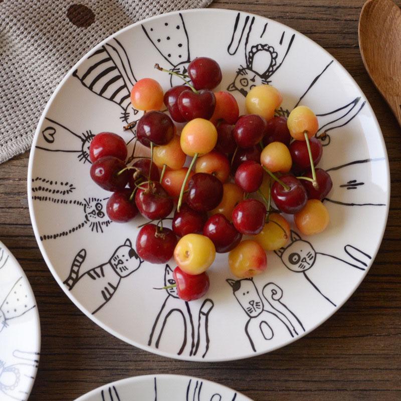 Милая керамическая тарелка с изображением кота, западный ужин, десерт, закуска, салатник, стейк, сервировочные тарелки, домашняя вечеринка, основные блюда, столовая посуда Hogard