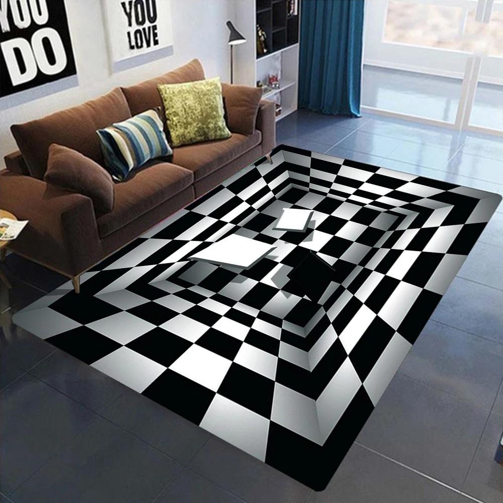 Stereoscopic Line Dizziness Carpet Living Room Sofa Home Decoration Large Carpet Anti Slip Bedroom Bedside Coffee Table Foot Pad