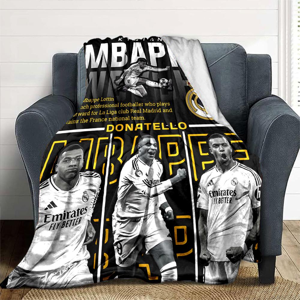 Mbappe's Back Black Blanket Soft & Cozy Great for Office Seaside Chair for All Occasions Playful Design Best Holiday Gift for Friends Family
