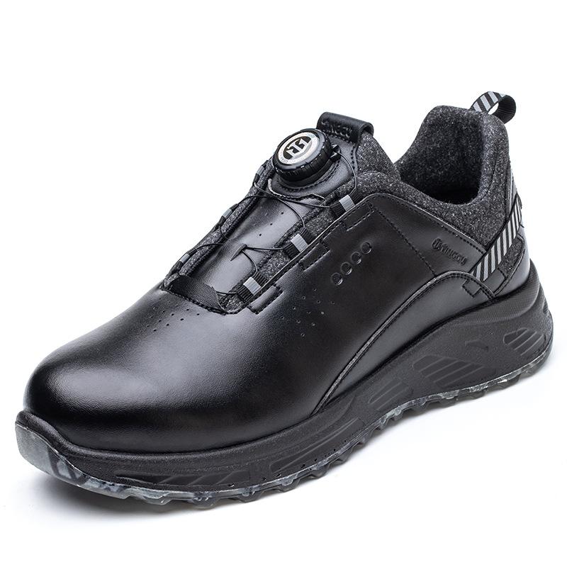 Women Black Leather Work Safety Shoes Men Anti Smashing Steel ToeCap Boots Non Slip Footwear