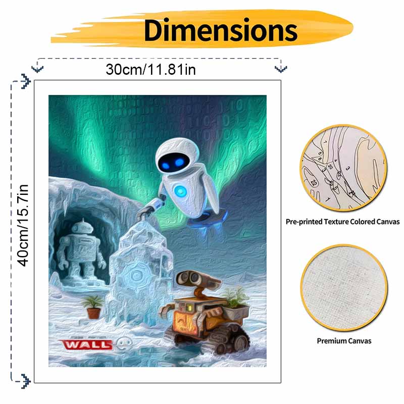 Disney Robot Love Scene Oil Paint Digital Painting Art Kit FillIn Painting Home Decor