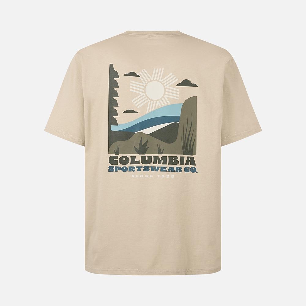 COLUMBIA Унисекс Белая футболка с коротким рукавом и графическим принтом CSC Outdoor