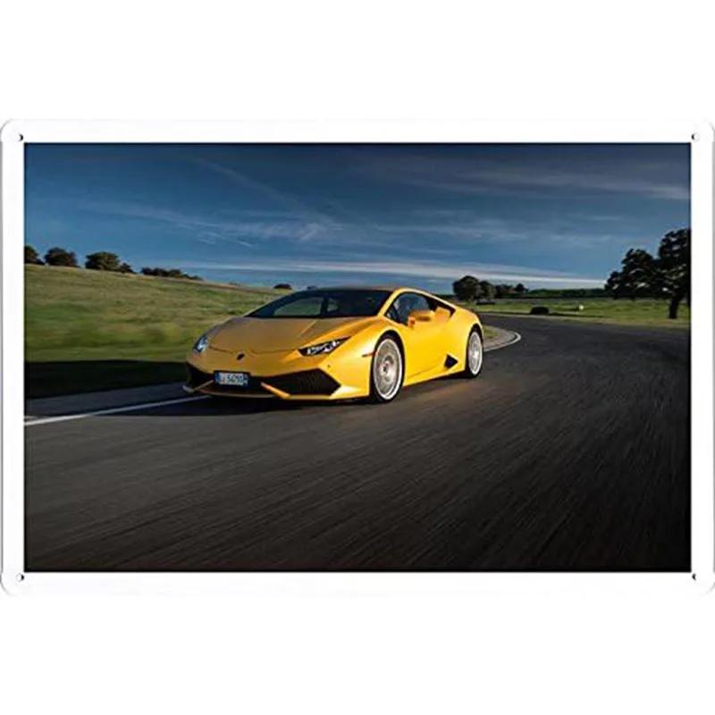 Автомобильные металлические жестяные таблички Плакат Декор стены спортивного автомобиля Винтажные художественные постеры Железная живопись для мужской комнаты Домашнего кафе Гаража Клуба Бара