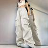 Women's Fashion Casual Wide-leg High-waisted Cargo Pants Multi-pocket Pants