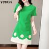 VONDA Женское летнее повседневное тонкое платье с круглым вырезом и коротким рукавом в горошек