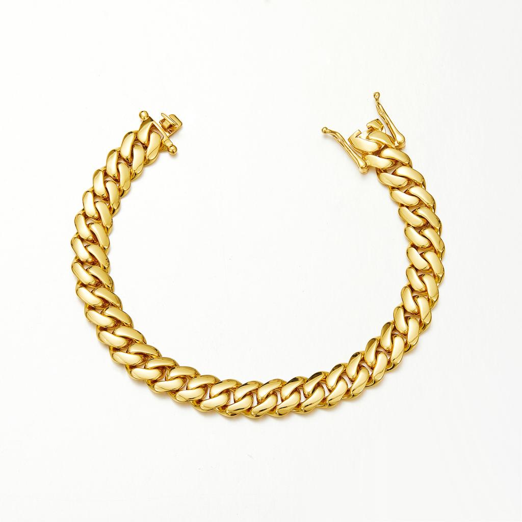 Dragon Head Clasp Cuban Bracelet 14K Solid Gold 8-22mm Micro Sculpted Buckle Hip Hop Men Jewelry