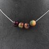 Stones and Minerals. Necklace 4 Beads Tiger Eye Fuschia Bicolor 8 Mm. Steel Chain Necklace Women, Men. Custom Size
