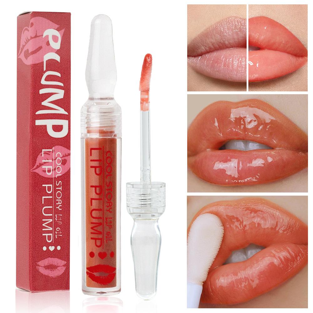 Lip Plumping Ampoule Small Lip Oil Moisturizing Waterproof Hydrating Velvet Moisturizing Transparent Lip Gloss Lip Oil Makeup