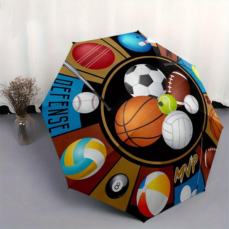 Ball sports themed Eight rib Automatic Folding Umbrella Is Suitable for Both Men and Women, Making It A Perfect Christmas and Valentine's Da