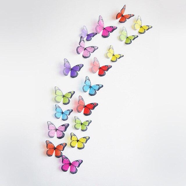 New 18pcs/lot Crystal Butterflies 3d Wall Sticker Beautiful Butterfly Living Room for Kids Room Wall Decals Home Decoration KTY