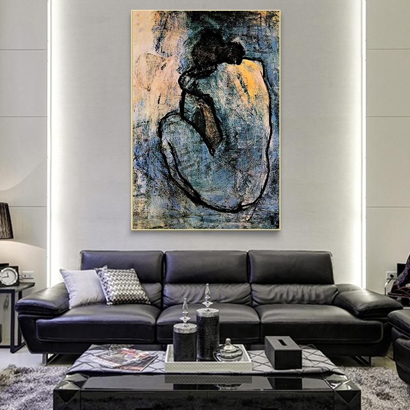 Pablo Picasso Oil Painting "Blue Nude" Oil Painting Poster and Printmaking Wall Art