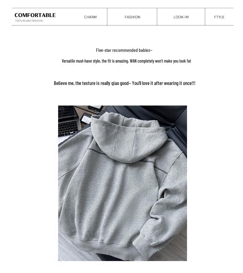 Women's Gray Sweatshirt Jacket - 2025 Early Autumn/Winter Korean-Style Petite Versatile Commuter Outfit