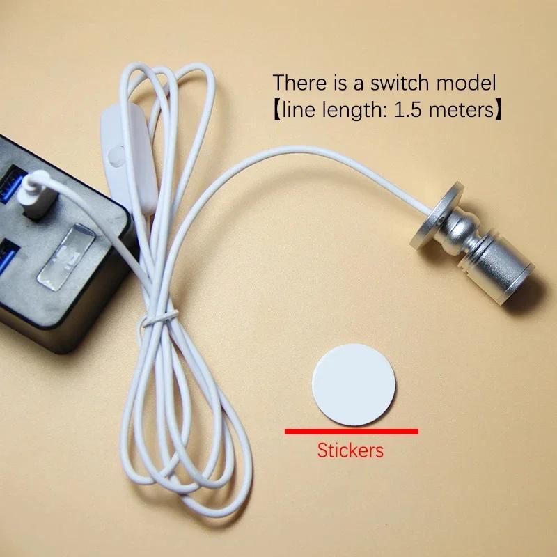 Светодиодный мини-спот 3 Вт USB, 5 В, для витрины ювелирного шкафа, настольная лампа, потолочный светильник, выключатель, USB-интерфейс, натуральный белый, красный, синий