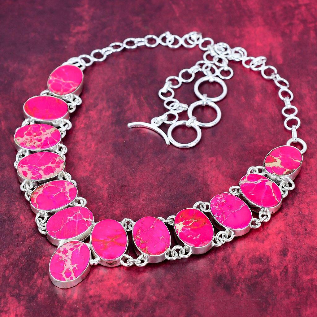 Ожерелье из розового морского осадка из цельного серебра 925 пробы с регулируемой цепочкой, ювелирное ожерелье ручной работы с драгоценными камнями на День памяти