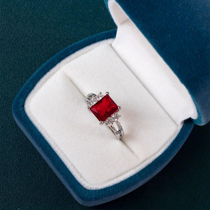 BELLA BOX Квадратное синее красное кольцо с камнем, женское кольцо, простые минималистичные аксессуары на мизинец, кольцо, элегантное обручальное ювелирное кольцо