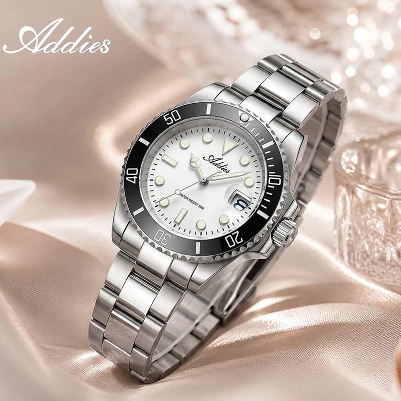 ADDIES Top Brand 36mm Women's Watch 36mm New Luxury Japan GM12 Stainless Steel Ladies Quartz Wristwatch 50m Waterproof Luminous