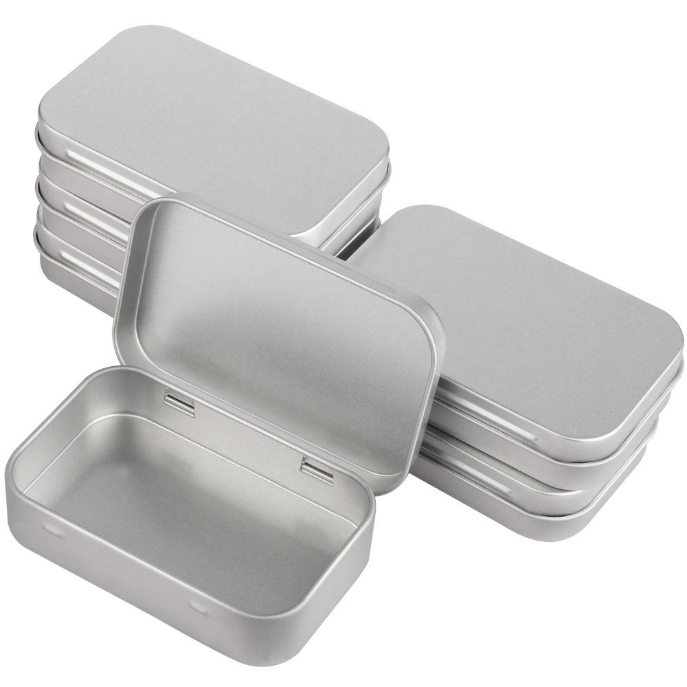 6Pcs Mini Metal Metal Storage Box Silver 9.5x6x2cm Tin Box Container Empty Tinplate Box Christmas Present