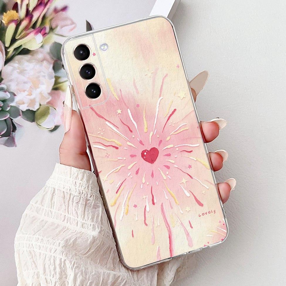 Clear For Samsung S21 G991B G991W Cover For Samsung Galaxy S21 Case Luxury Butterfly Love Fashion Flowers Cool Lion Painted