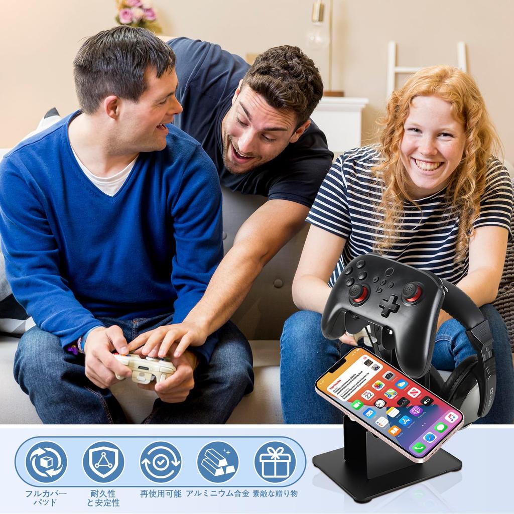 ANDCHI контроллер 2 слоя для хранения наушников игровой контроллер настольный совместимый с PS5 PS4 Switch подставка, подставка, стойка, подставка, тип, противоскользящий (черный)