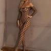 Off Shoulders Crotchless Bodystocking For Sex Transparent Sexy Lingerie Fishnet Bodysuit Erotic Costumes  Full Body Stockings