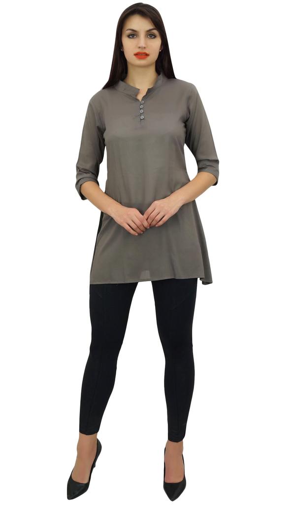 Phagun Женская черная хлопковая модальная блузка с рукавами 3-4 на пуговицах, верхняя часть рубашки -