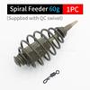 1PC Carp Fishing Accessories Spiral Feeder 30g/50g/60g/80g Fit With QC Swivel Size 8 For Carp Fsihign Feeder Terminal Tackle