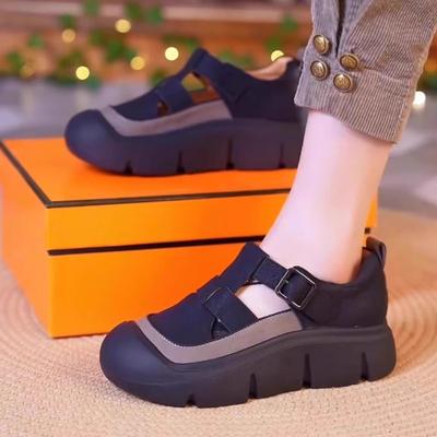 Сандалии в стиле минимализма на толстой подошве, летняя новинка 2024 года, легкая и универсальная, повседневная, нескользящая, дышащая, спортивная женская обувь