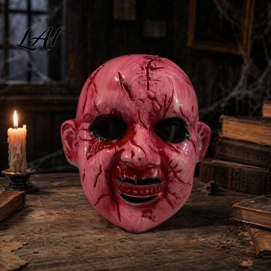 Breathable Halloween Costume Mask Scary Doll Face Mask Ghost Head Prop for Haunted House Cosplay Adults Lightweight Plastic Adults Adjustable Strap